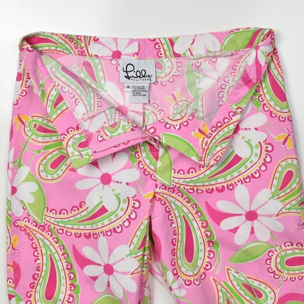 Vintage Lilly Pulitzer Pink Sands Cheery-O Pants Paisley - Picture 5 of 6